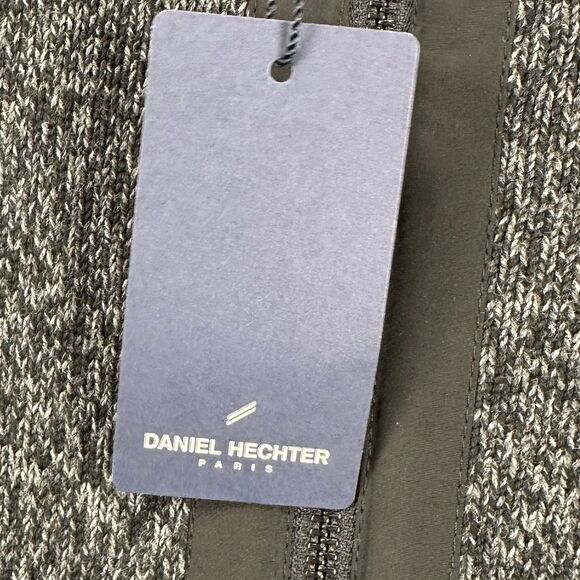 Daniel Hechter Full Zip Sweater Men XL Grey Black Knit Mock Neck Long Sleeve NEW